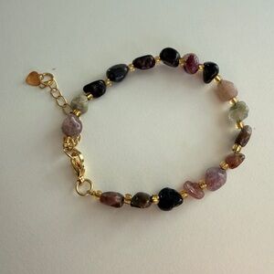 Natural multi-color tourmaline chip bracelet